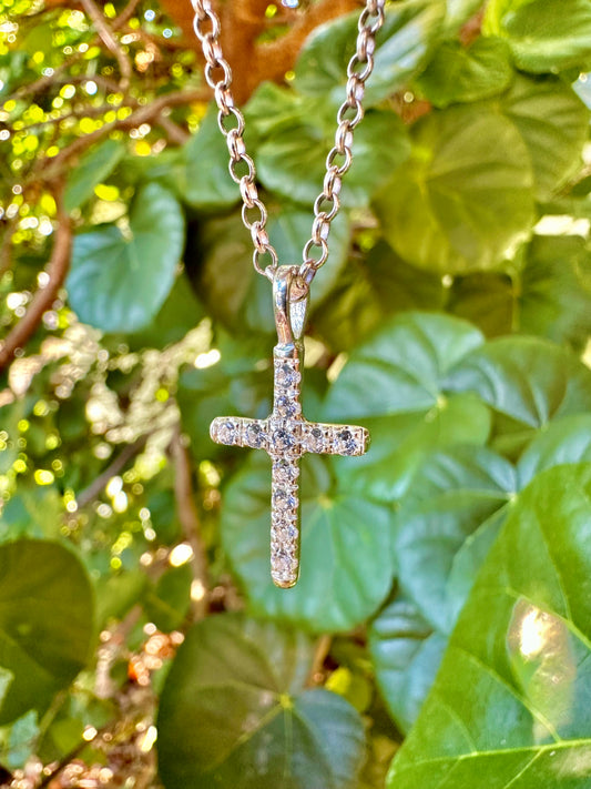 Small Cross With White Sapphires