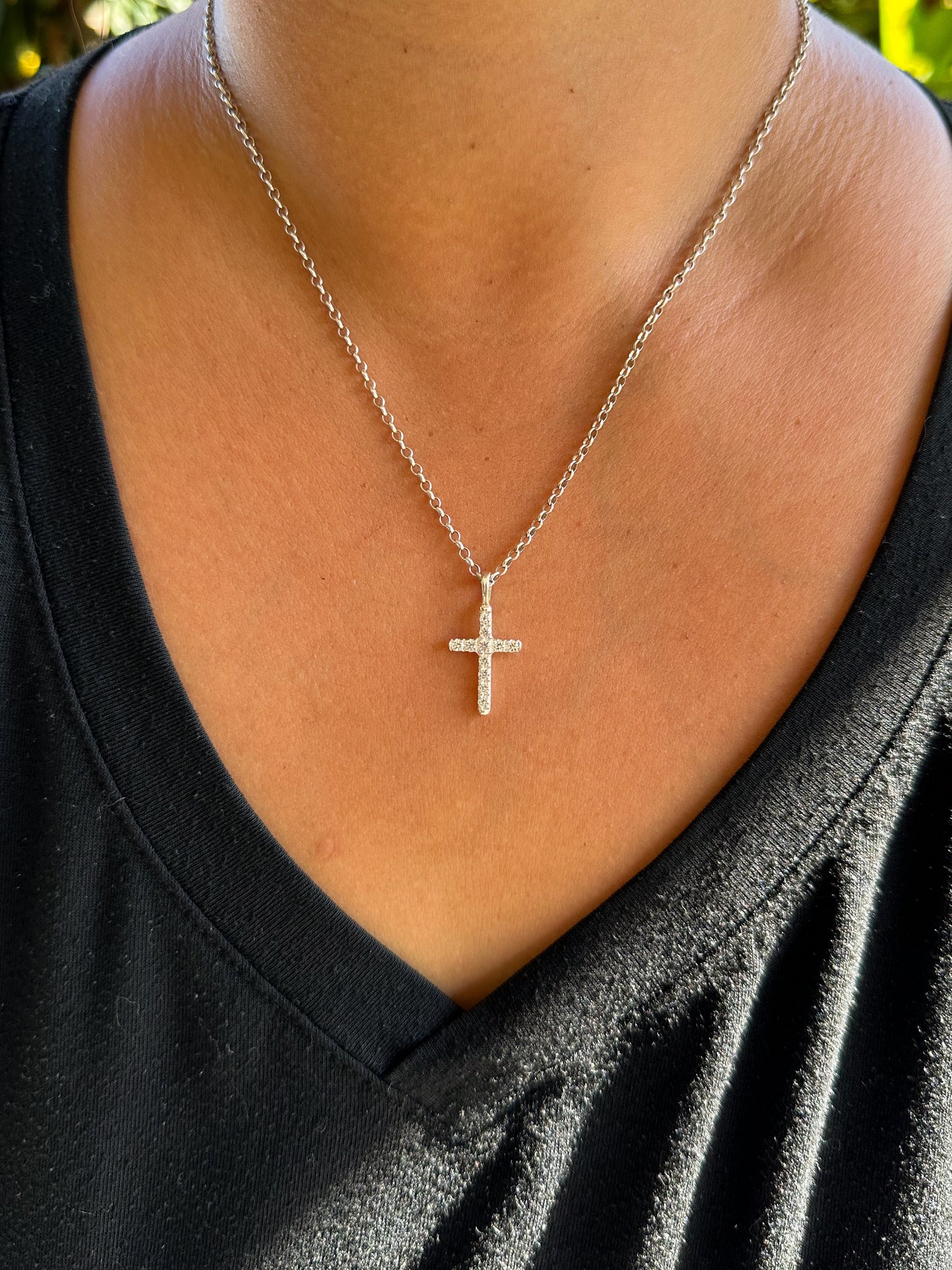 Small Cross With White Sapphires