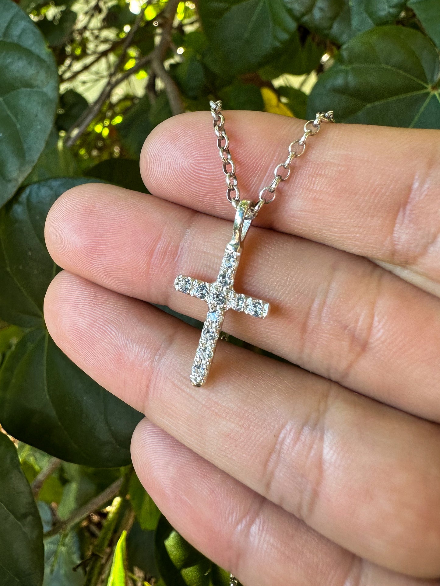 Small Cross With White Sapphires