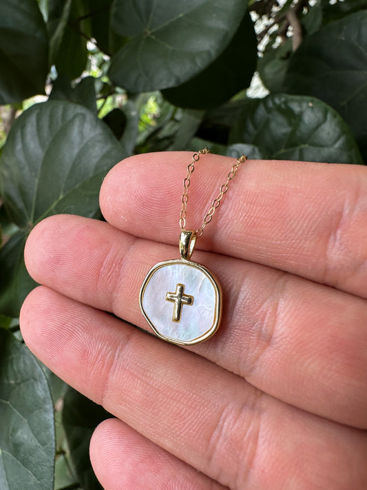 Mother of Pearl Cross (Gold Fill)